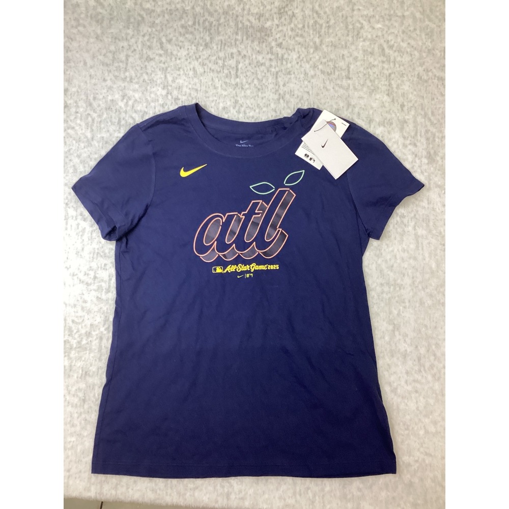 Nike Womens MLB All Star Game 2025 Atlanta ATL T-Shirt Navy Blue M NKAF-44B-ASG